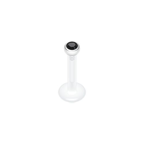 Black Bio-Flex Gem Ball Push-Fit Labret Retainer - 1 Piece