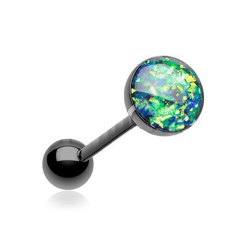 Black/Black Opal Sparkle Barbell Tongue Ring