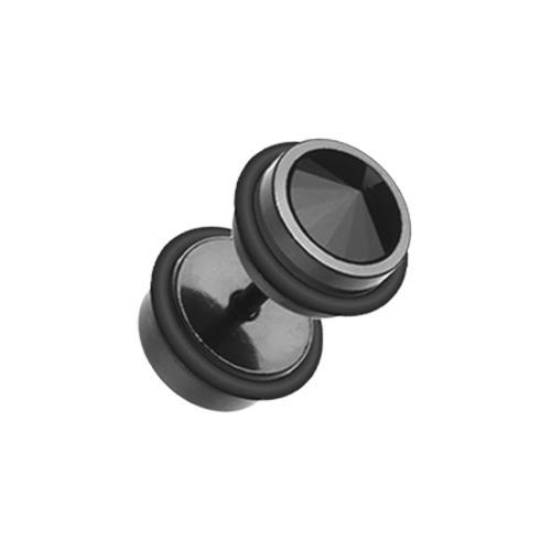 Black/Black Pointy Crystalline Fake Plug - 1 Pair