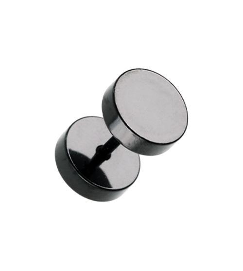 TT 7mm Black S.Steel Fake Ear Plug Round Stud Earrings Body Piercing BE39 - Foto 1
