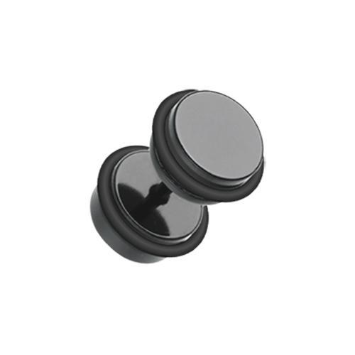 Fake Plug Earring Black Blackline Basic Steel Fake Plug - 1 Pair -Rebel Bod-RebelBod