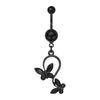 Black Butterfly Gem Loop Belly Button Ring