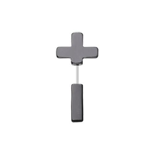 Black Cross Fake Taper Earring - 1 Pair