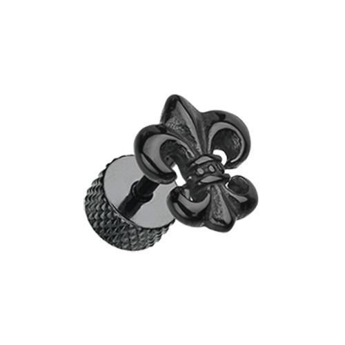 Black Fleur De Lis Fake Plug - 1 Pair