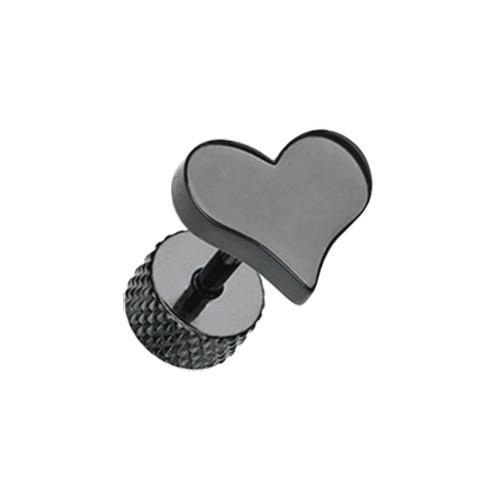 Black Lovely Heart Fake Plug - 1 Pair