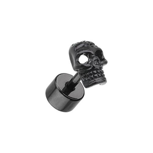 Black Savage Skull Fake Plug - 1 Pair