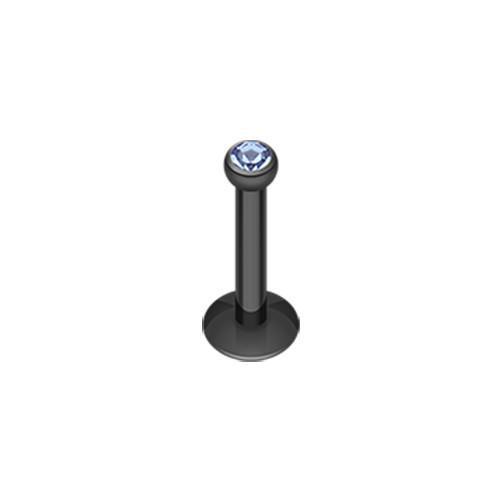 Black/Blue Black Gem Ball Internally Threaded Labret