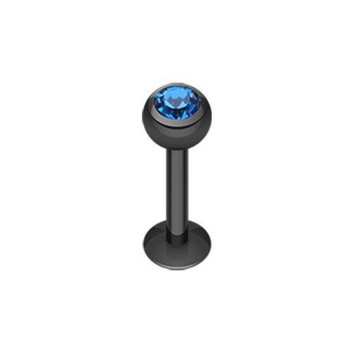 Black/Blue Black PVD Gem Ball Labret