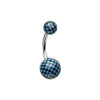 Black/Blue Classic Checker Patterned Acrylic Belly Button Ring