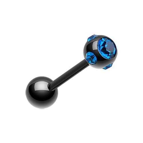 Black/Blue PVD Aurora Gem Ball Barbell Tongue Ring