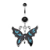 Black/Blue Marble Butterfly Belly Button Ring