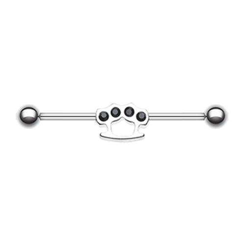 Black Brass Knuckles Industrial Barbell 1 Piece Rebel Bod