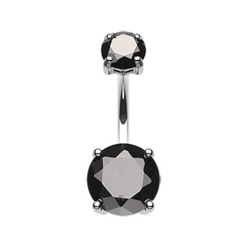 Black Brilliant Gem Prong Sparkle Belly Button Ring