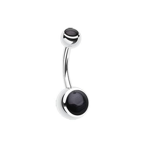 Black Cat Eye Stone Belly Button Ring