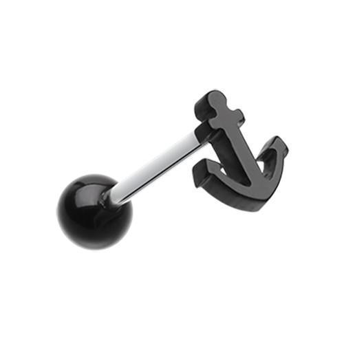 Black Classic Anchor Acrylic Barbell Tongue Ring