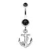 Black Classic Anchor Dangle Belly Button Ring