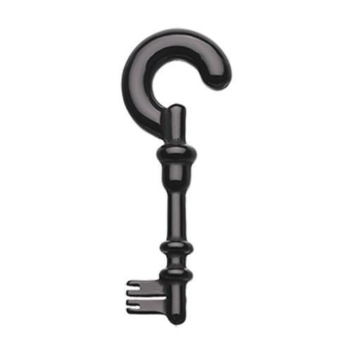 Black Classic Key Acrylic Ear Gauge Hanging Taper - 1 Pair