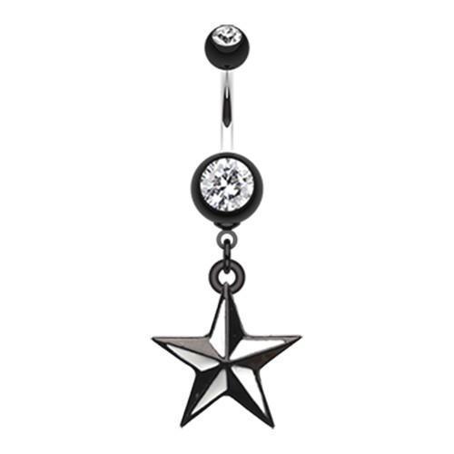 Black Classic Nautical Star Belly Button Ring