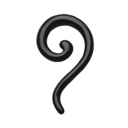 Black Claw Hook Acrylic Ear Gauge Spiral Hanging Taper - 1 Pair