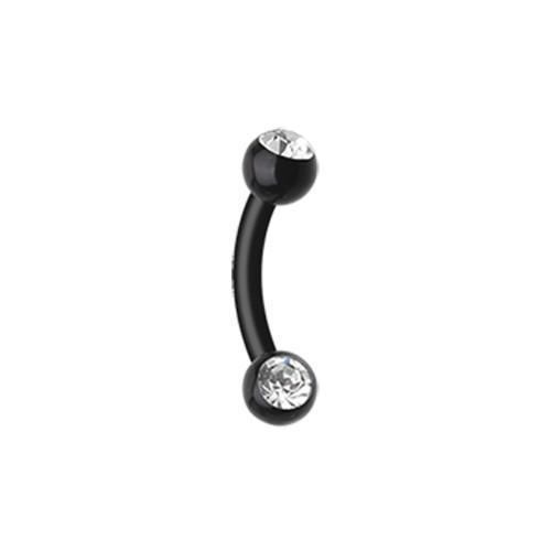 Black/Clear Acrylic Gem Ball Flexible Shaft Curved Barbell Eyebrow Ring