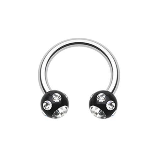 Black/Clear Aurora Gem Ball Acrylic Horseshoe Circular Barbell