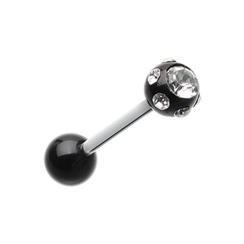 Black/Clear Aurora Gem Ball UV Acrylic Barbell Tongue Ring