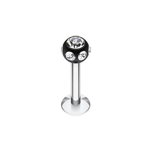 Black/Clear Aurora Gem UV Acrylic Ball Top Labret