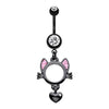 Black/Clear Black Cat Outline Belly Button Ring
