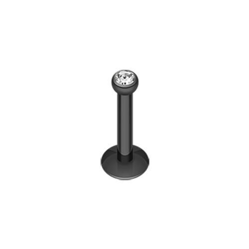 Black/Clear Black Gem Ball Internally Threaded Labret