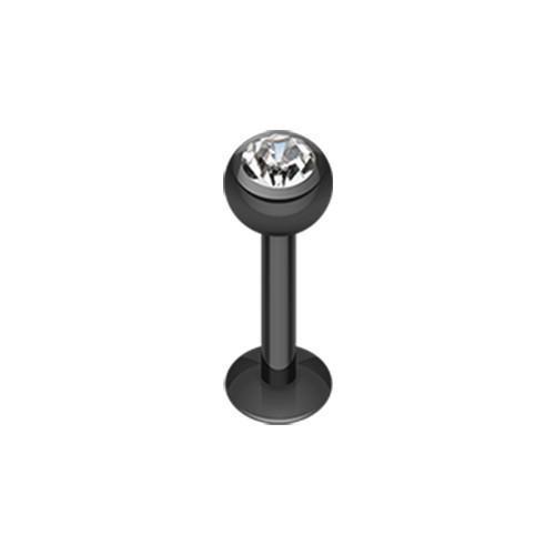 Black/Clear Black PVD Gem Ball Labret