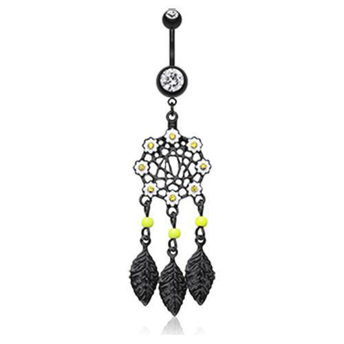 Black/Clear Daisy Glam Dreamcatcher Belly Button Ring