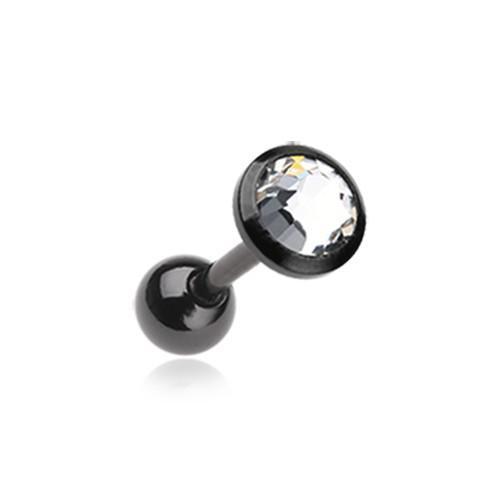 Black/Clear Gem Sparkle Tragus Cartilage Barbell Earring - 1 Piece