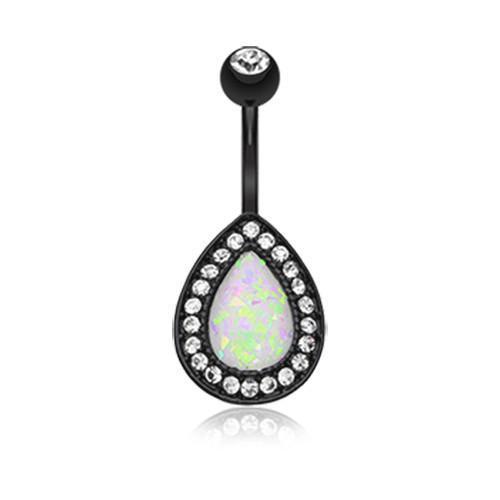 Black/Clear Opal Avice Belly Button Ring