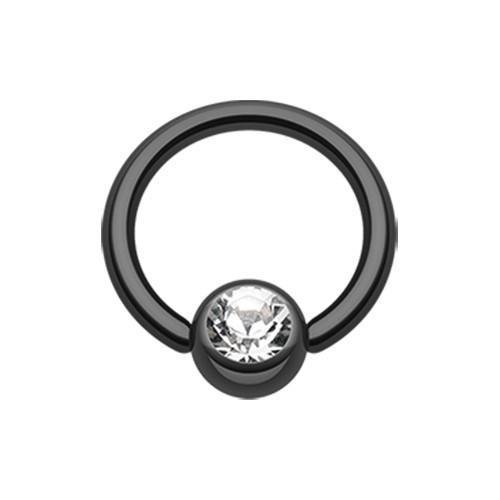 Black/Clear PVD Gem Ball Captive Bead Ring