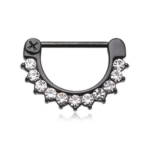 Black/Clear Glistening Multi-Gem Nipple Clicker - 1 Piece
