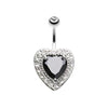 Black/Clear Heart Extravagant Belly Button Ring