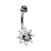 Black/Clear Luxuriant Spring Flower Belly Button Ring