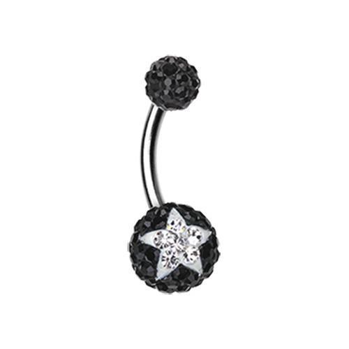 Black/Clear Shining Star Multi-Sprinkle Dot Belly Button Ring
