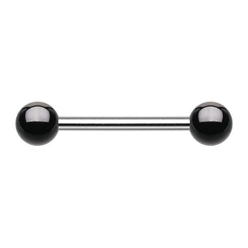 Black Ball Top Nipple Barbell - 1 Piece