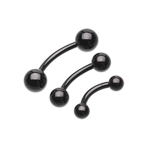 Black PVD Curved Barbell Ring - 1 Piece