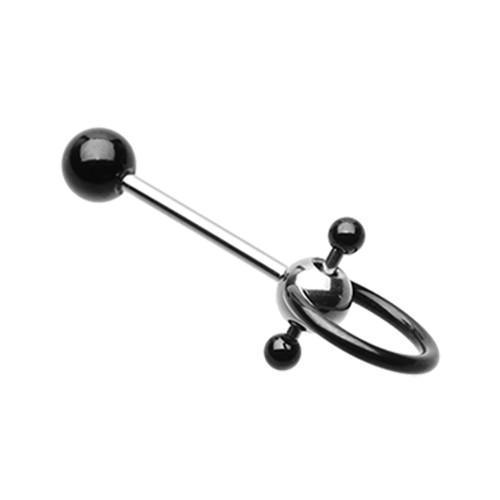 Black PVD Double Ball Slave Barbell Ring