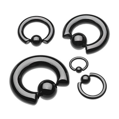 Black PVD Steel Captive Bead Ring - 1 Piece