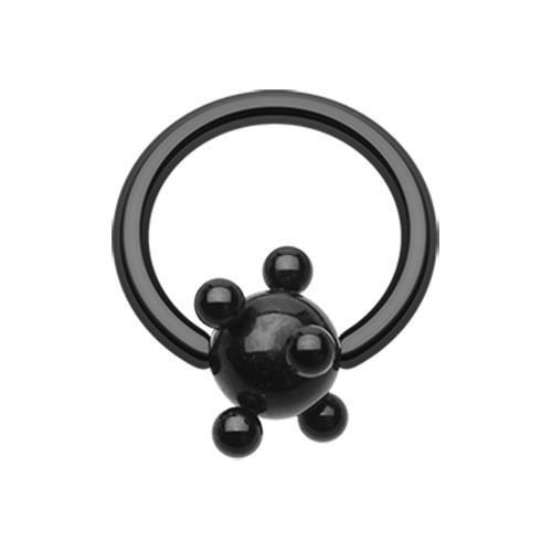 Black PVD Studded Ball Captive Bead Ring