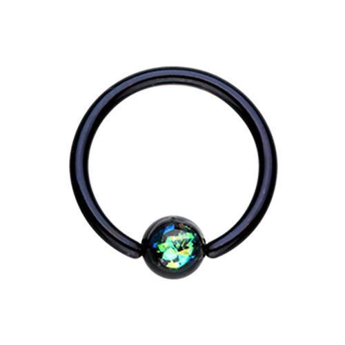 Black Opal Ball Steel Captive Bead Ring