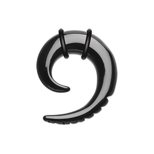 Tapers - Hanging Black Colorline Tribal Carve Steel Ear Gauge Spiral Hanging Taper - 1 Pair -Rebel Bod-RebelBod