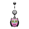 Black Cute Owl Belly Button Ring