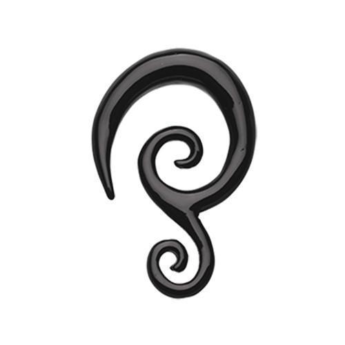 Black Double Tribal Spiral Acrylic Ear Gauge Spiral Hanging Taper - 1 Pair