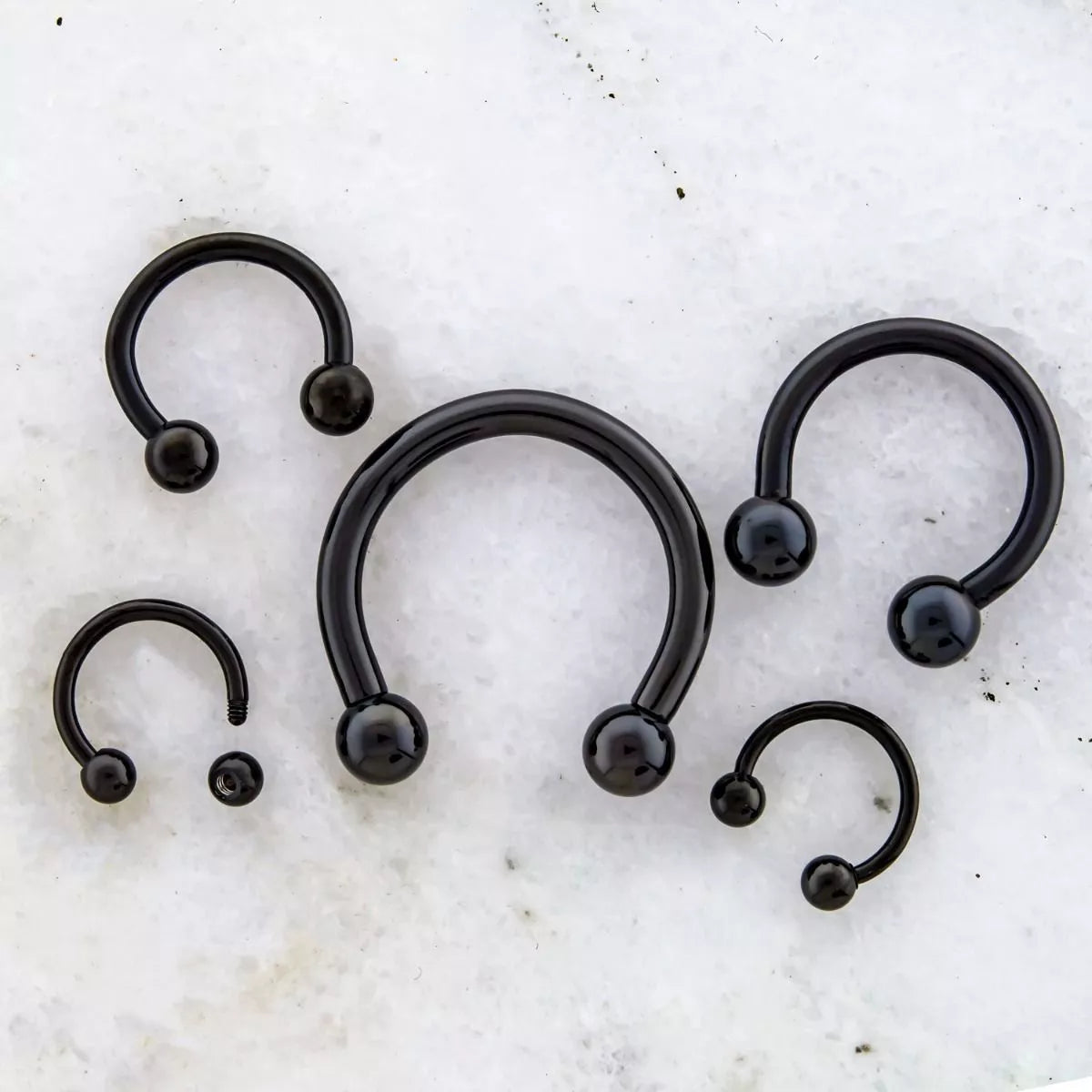 CIRCULAR BARBELL | HORSESHOE Black Externally Threaded Horseshoes - 1 Piece -Rebel Bod-RebelBod