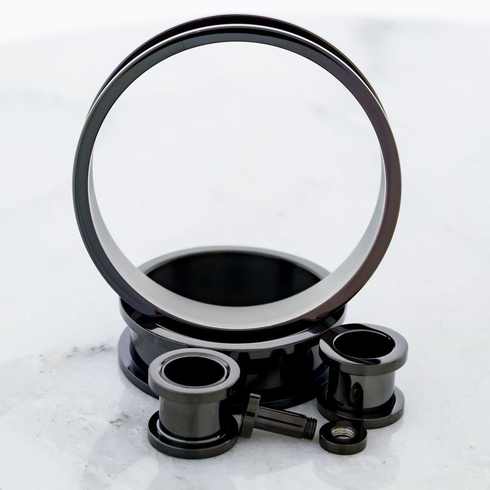 Tunnels - Double Flare Black Externally Threaded Tunnels
