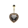 Black Extravagant Heart Gem Belly Button Ring